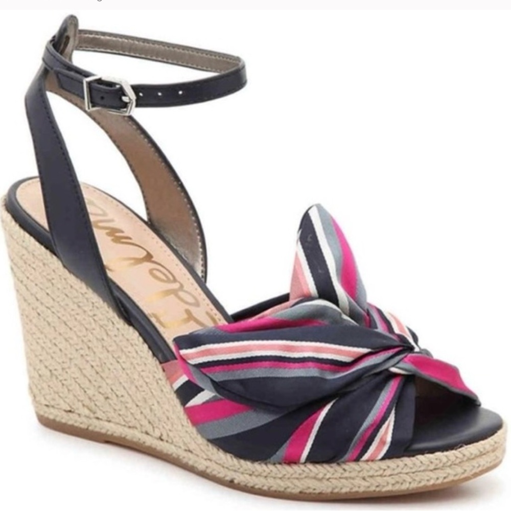 Sam Edelman Blue and Pink Espadrille Wedges